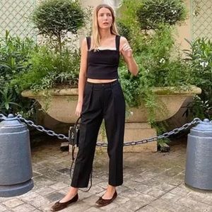 Antonio Melani x Courtney Grow Anais Sleeveless Ruffle Trim Square Neck Crop Top